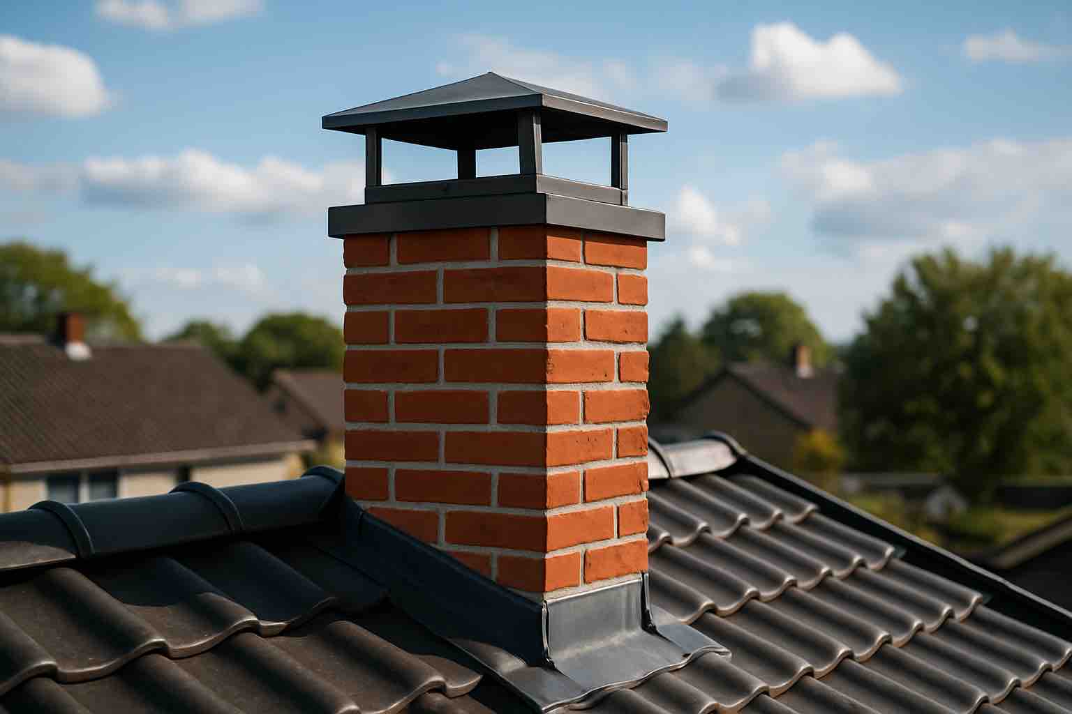Schornstein auf dem Dach mit idealer Höhe für optimalen Zug