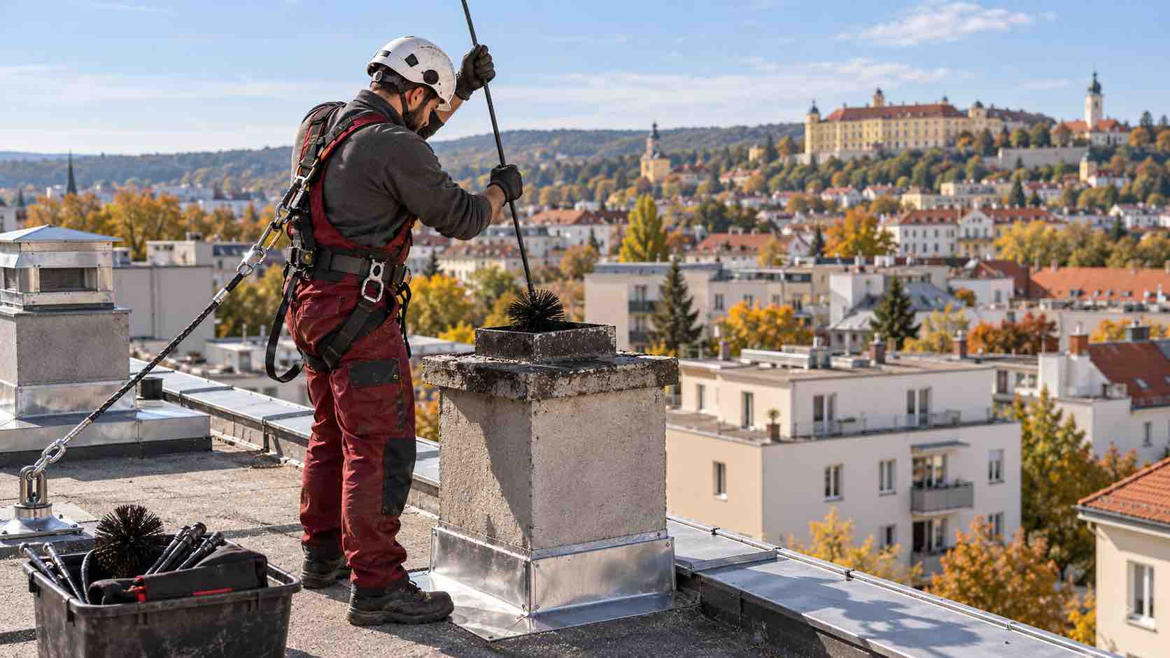 Kontrolliertes Kaminschleifen für ein neues Innenrohr in Parndorf